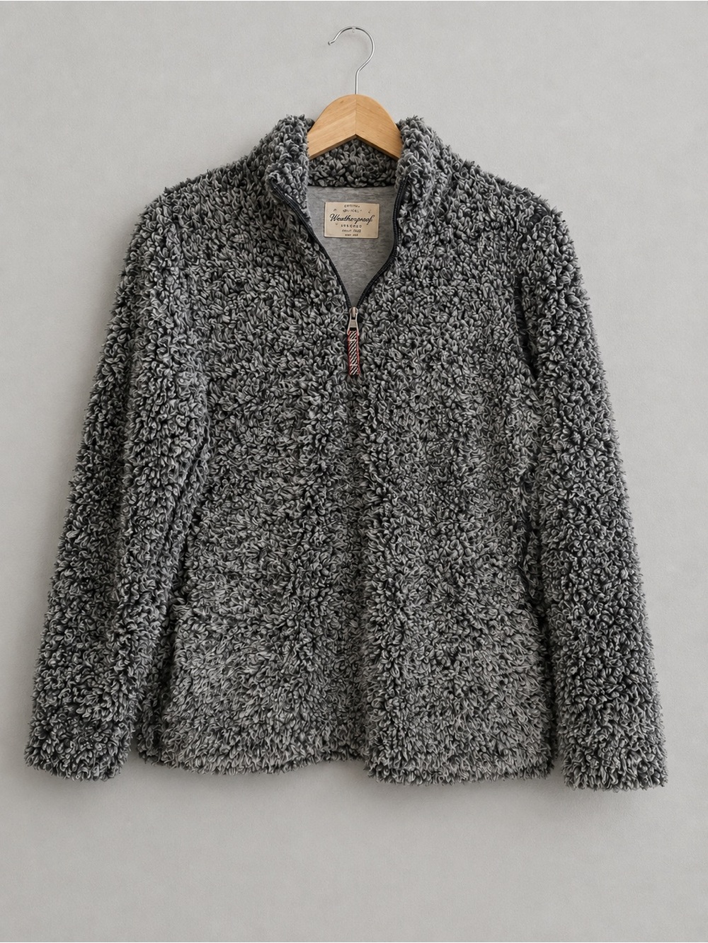 Weatherproof Vintage Gray Sherpa Quarter Zip Pullover Fleece Jacket Women’s M